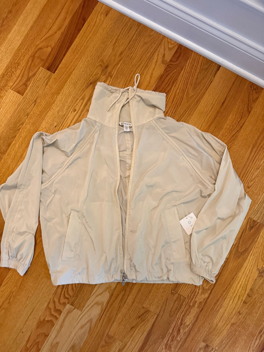 Athleta Lightweight Cream Hooded Windbreaker Jacket